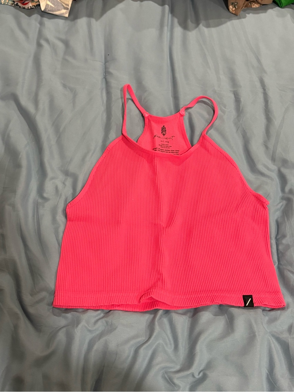 FP Movement by Free People Neon Hot Pink Ribbed Racerback Crop Tank